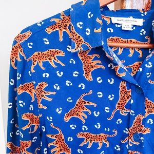 Beach Lunch Lounge Tiger Long Sleeve Blouse